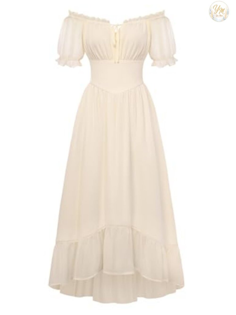 Renaissance Off Shoulder Fairy Maxi Dress Chiffon High Low